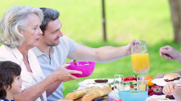 Extended Family eating Lunch