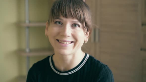 Portrait of Young Pretty Girl, Mom, Smiling.