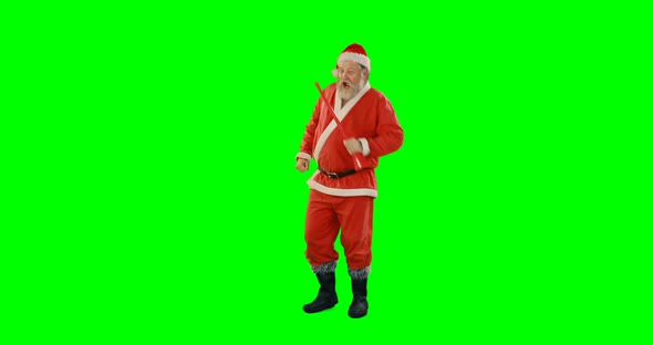 Happy santa claus dancing and singing