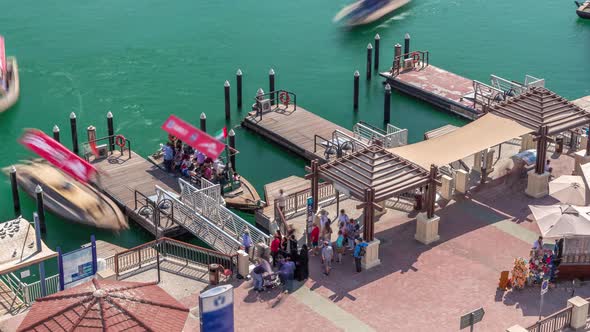 A Water Taxi Boat Station in Deira Aerial Timelapse
