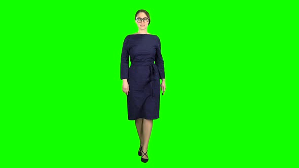 Teacher Goes To Class. Green Screen