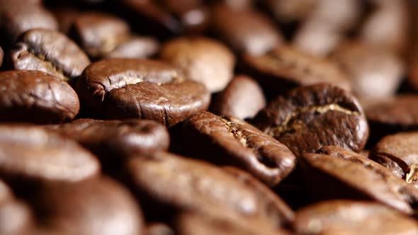 Coffee Beans. Rotating. Close Up