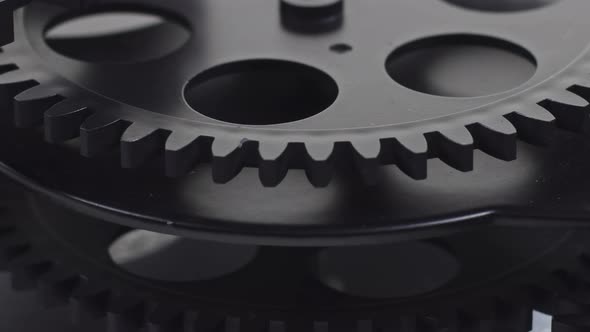 Working Black Gears Mechanism Teamwork 4