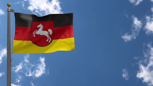 Lower Saxony Flag (Germany) On Flagpole