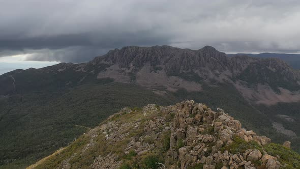 Trestle Mountain, Wellington Park, Tasmania, Australia 4K Aerial Drone