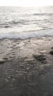 Vertical Video of Sea Water Near the Seashore Slow Motion