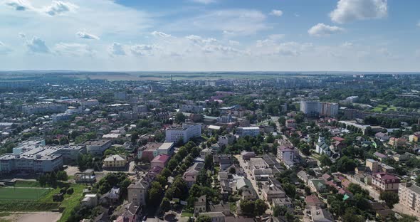 Aerial timelapse over city Rivne, Ukraine