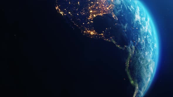 Earth's rotation with night side city lights alt