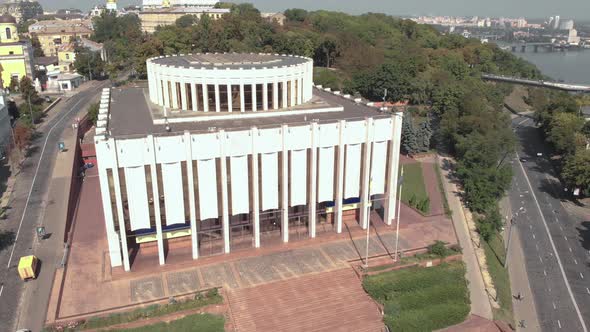 Ukrainian House on the European Square in Kyiv. Ukraine. Aerial View