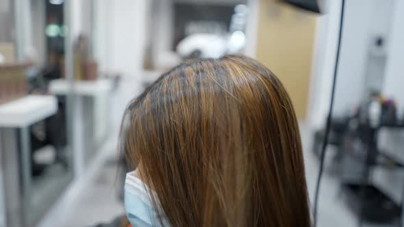 Beautiful Latina Getting Hair Dried at the Hair Salon in Slow Motion