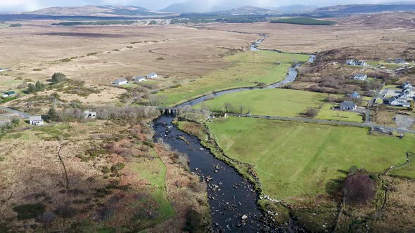 Aerial View of the Mouth of the Owenea River By Ardara in County Donegal  Ireland