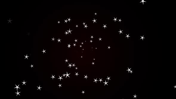Animation of glowing white stars twinkling and moving in hypnotic motion on black background alt