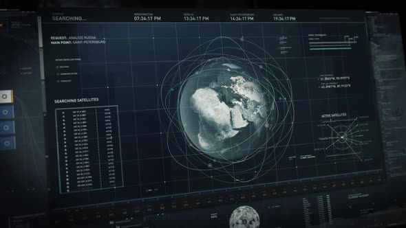 Spying system is collecting information about the target satellite position alt