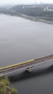 Vertical Video Aerial View of the Dnipro River  the Main River of Ukraine