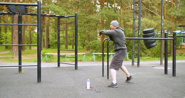 Middle Aged Man During Outdoor Workout