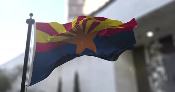 Arizona state flag waving