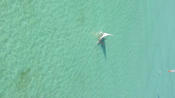 Tanzania Vertical Video  Boat Boats in the Ocean Near the Coast of Zanzibar Aerial View