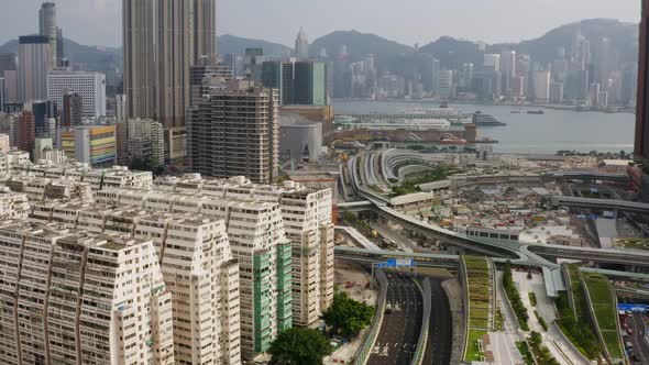 Top view of Hong Kong city