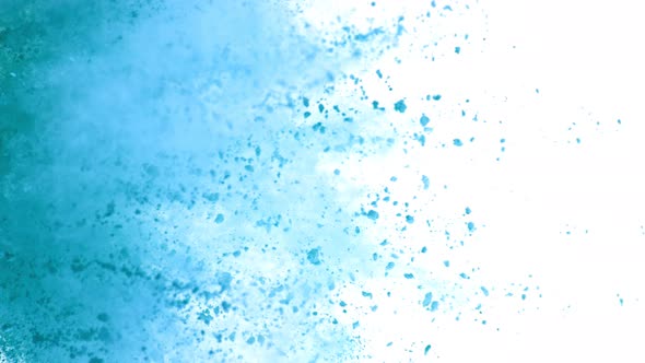 Super Slow Motion Shot of Blue Powder Explosion Isolated on White Background at 1000Fps