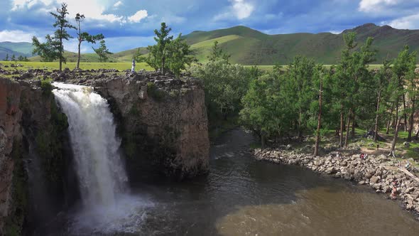 Orkhon Waterfall in Central Mongolia