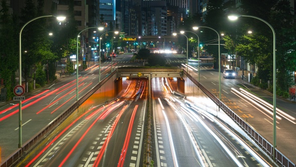 Traffic Night Road