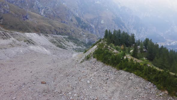 Aerial View of Belvedere Glacier Rock Wall Discovered By Ice Melting