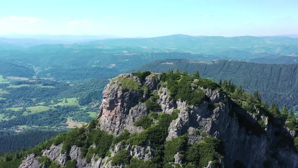 Aerial view of the top of Maly Rozsutec in the village of Terchova in Slovakia