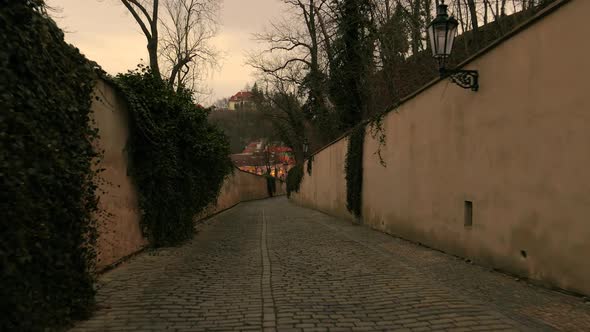 POV Walk Through an Old Carriageway  in Prague, Czech Republic (Czechia)