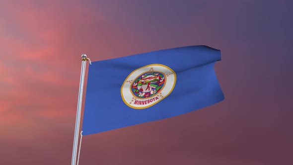Flag Of Minnesota Waving 4k