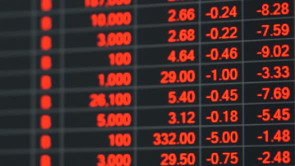Stock market price board in economic crisis.