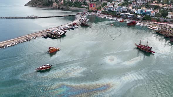 Pirate Harbor aerial view Turkey Alanya 4 K