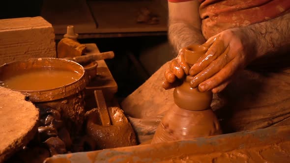 Pot Made Of Clay Workshop Slow Motion 8