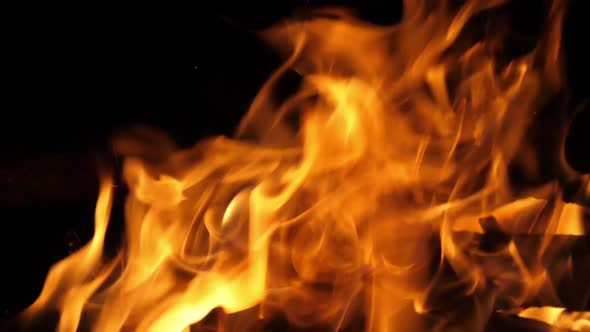 Bonefire, Fire flames in campfire, campsite at Masai Mara Park, Kenya, slow motion