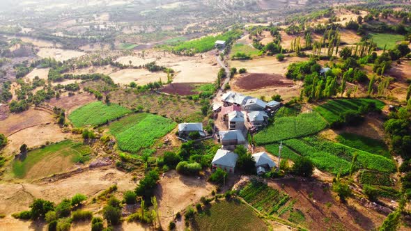 Small Village with a Beautiful Landscape Countryside with Traditional Rural Community in the Golden