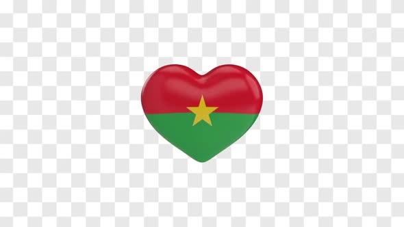 Burkina Faso Flag on a Rotating 3D Heart