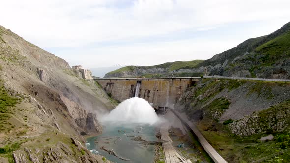 Aerial view of hydroelectric power station