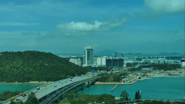 Beautiful building and architecture around Hong kong city skyline