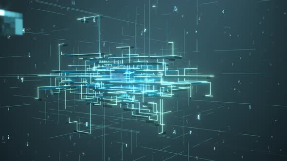 Glowing electronics lines with circuit structure.