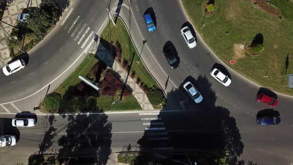 City Roads From Above - Modern Urban Traffic Intersection in August