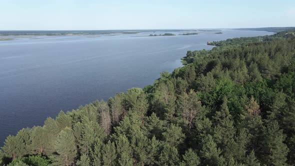 Dnipro River. Aerial View. Landmark of Ukraine