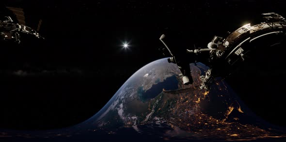 Timelapse ISS in Virtual Reality 360 Degree Video. International Space Station