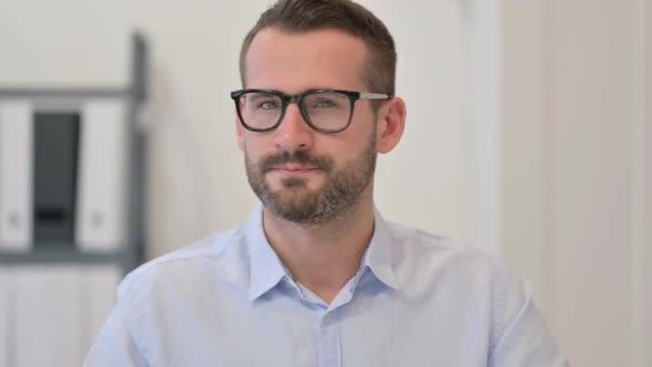 Portrait of Middle Aged Man Showing No Sign By Finger