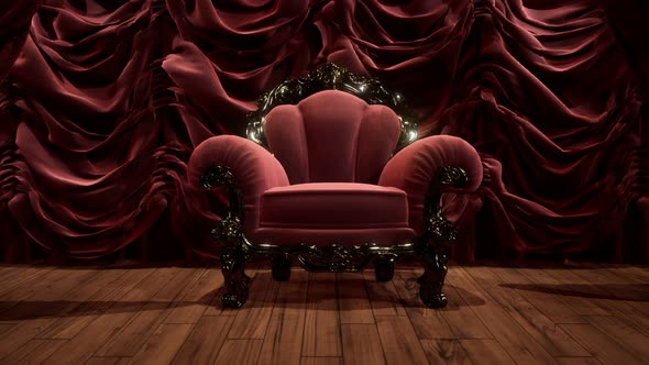 Luxurious Theater Curtain Stage with Chair