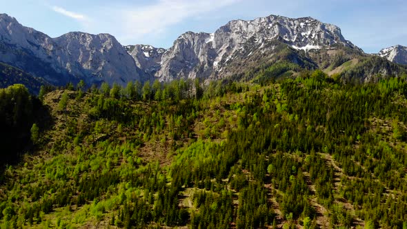 Beautiful view from the Signalkogel to the Mountains drone video