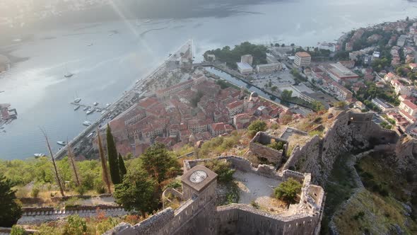 Fortifications of Kotor, fortress of St. John (St. Ivan), Montenegro, drone view