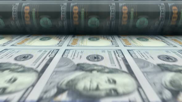 USA Dollars Printing Press Machine Prints 100 USD Banknotes alt