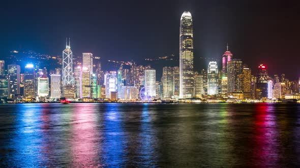 Victoria Harbor in Hong Kong city at night