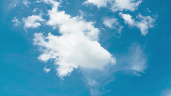 Time Lapse of a Beautiful Clear Blue Sky with Clouds Background. Sky with Clouds Weather Nature