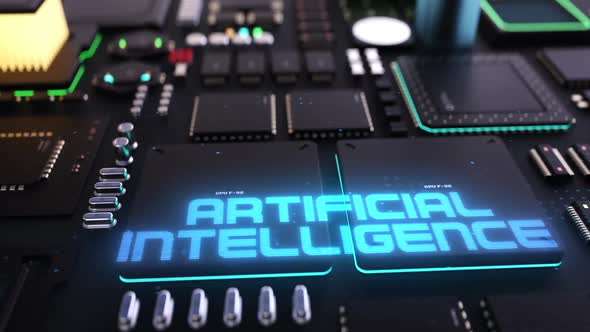 artificial intelligence headline. next-generation chip and processor.