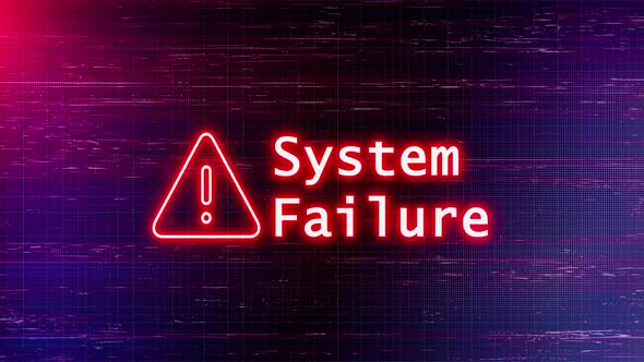  System Failure alert warning sign with digital binary code 3d 